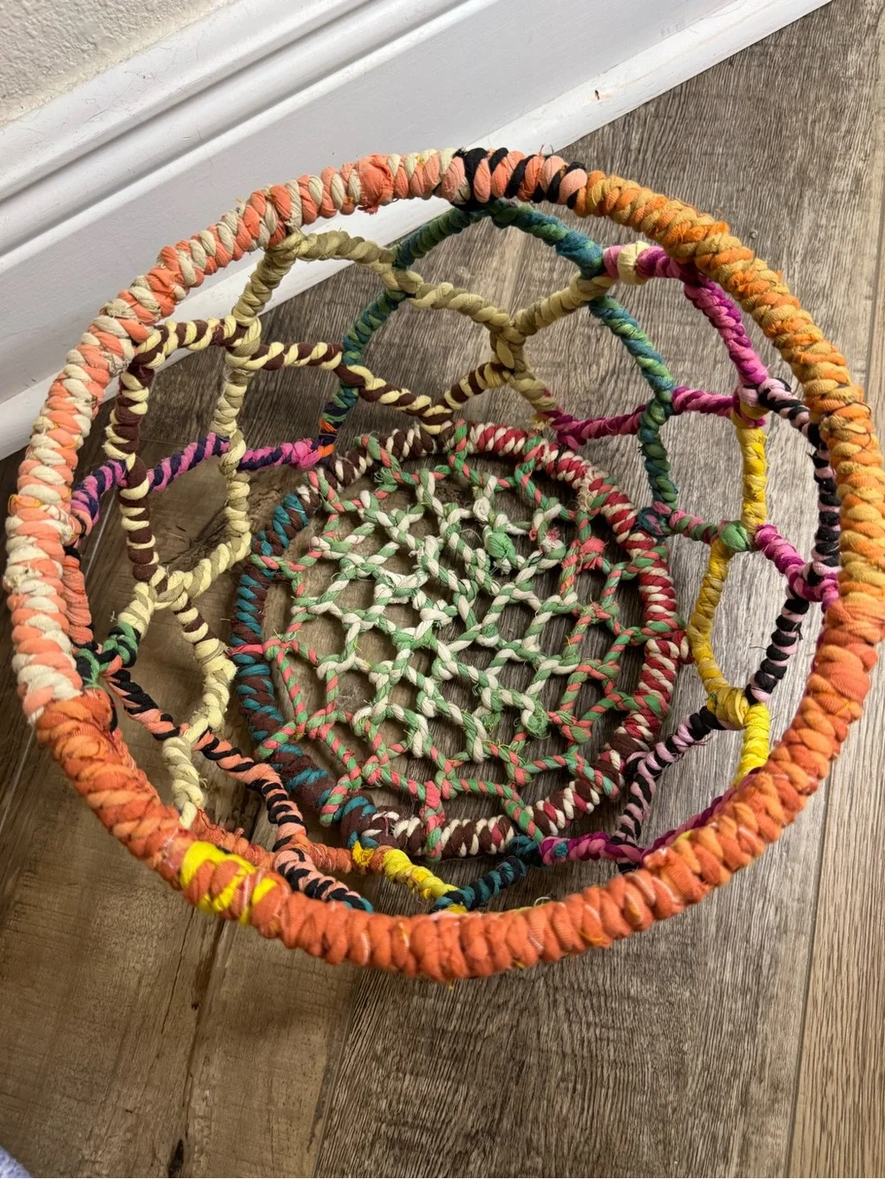 Handwoven Recycled Jute Metal/Colorful Rope Basket